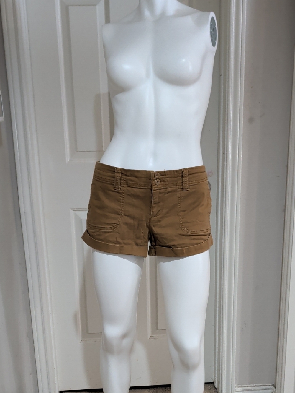 Hollister High-Waist Folded Hem Shorts - Brown/Tan Women's 29